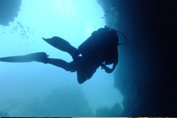 diver in caves